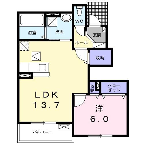 クラールII(1LDK/1階)の間取り写真