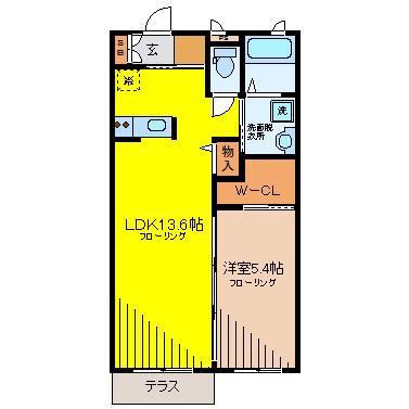 セリージェ御殿山(1LDK/1階)の間取り写真
