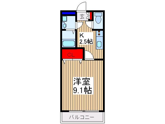 シャローストリーム(1K/3階)の間取り写真
