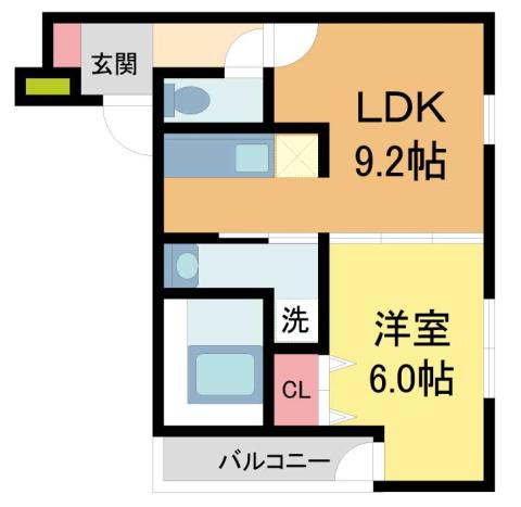 フジパレス西宮中島町II番館(1LDK/2階)の間取り写真