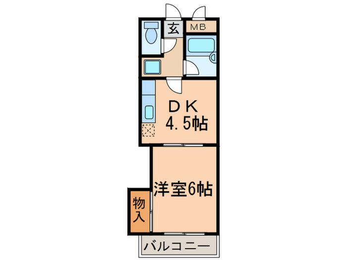 ライフ平針(1DK/2階)の間取り写真