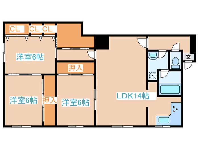 PLACE南郷(3LDK/1階)の間取り写真