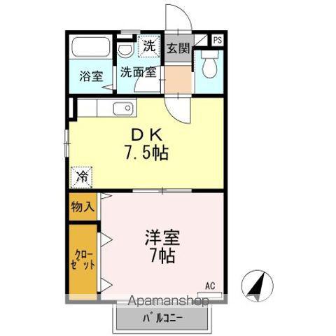 スカイハイツ(1DK/2階)の間取り写真