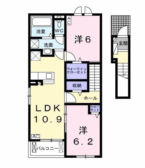 カーサ ノア I(2LDK/2階)の間取り写真