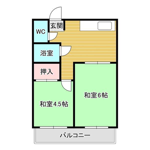 TZ赤見(2DK/2階)の間取り写真