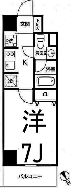 TS GARDENセンター南(1K/8階)の間取り写真