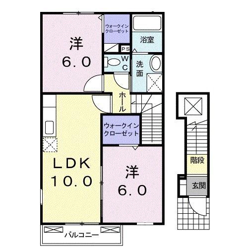 パレドールA(2LDK/2階)の間取り写真
