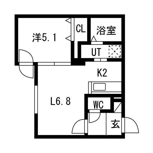 GRAN MOON(1LDK/1階)の間取り写真