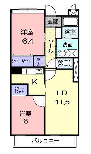 ガーデンプレイスII(2LDK/3階)の間取り写真
