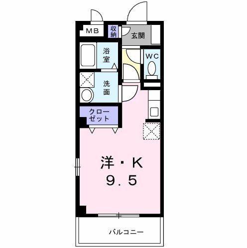 アビタシオン(ワンルーム/1階)の間取り写真