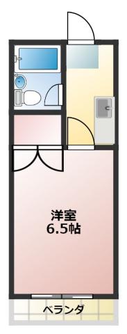 高棚1RM(1K/1階)の間取り写真