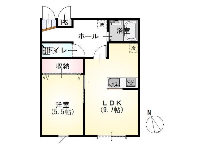ラフィネ千秋城下町(1LDK/2階)の間取り写真
