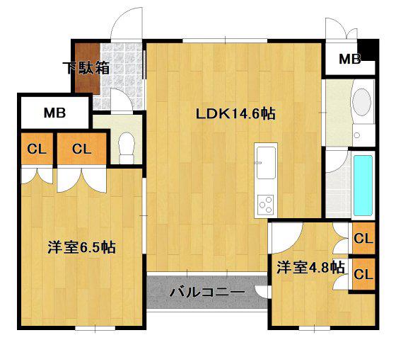 グリーンコートARAMAKI(2LDK/6階)の間取り写真