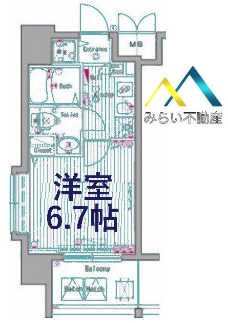 ガーラ横濱南(1K/4階)の間取り写真
