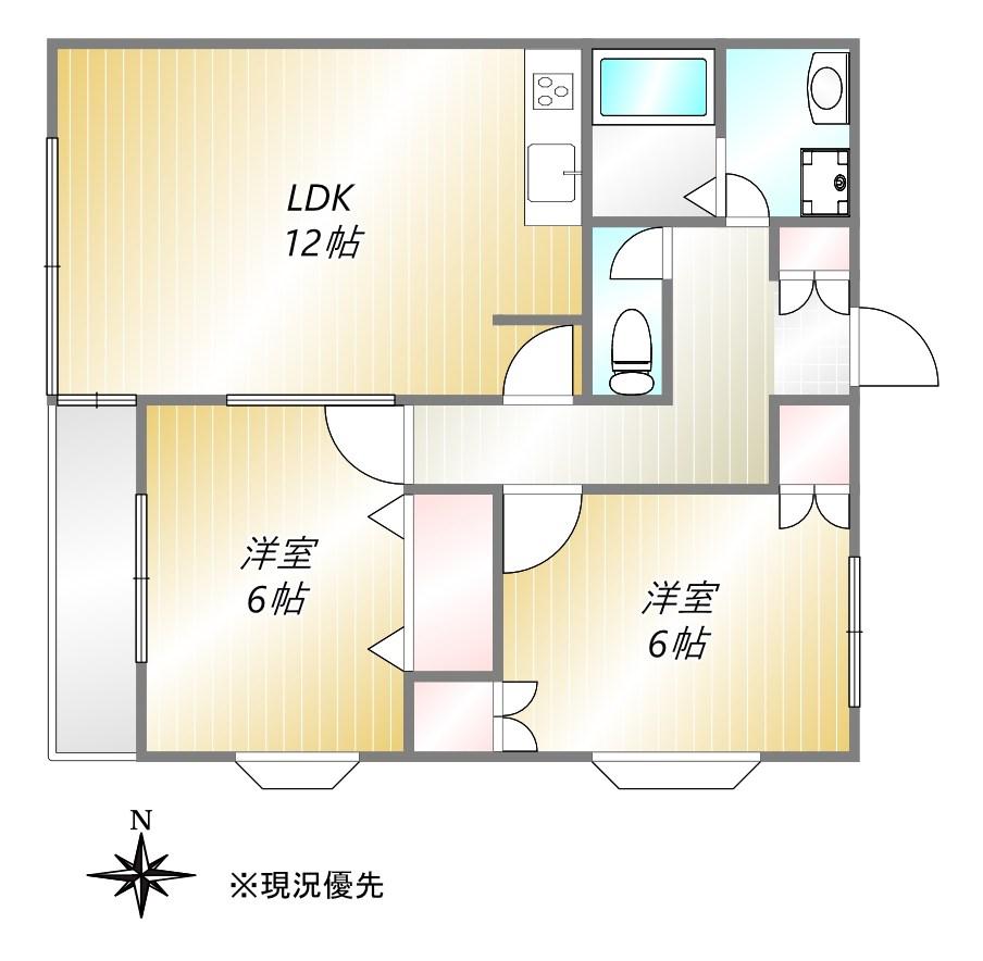 リバティハウス(2LDK/1階)の間取り写真