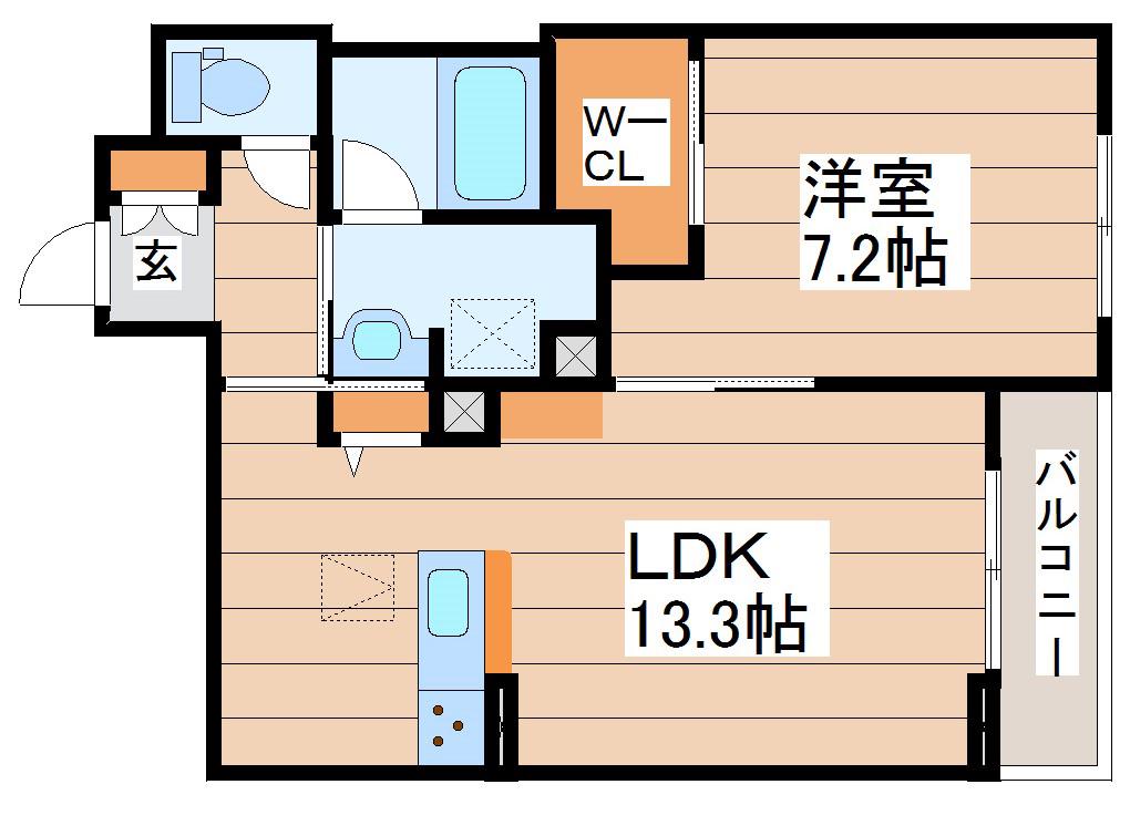 シャーメゾン胡蝶(1LDK/3階)の間取り写真