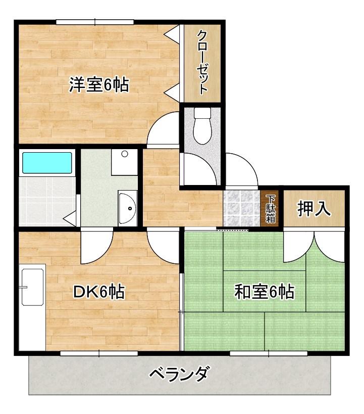 スクハパークA(2DK/1階)の間取り写真