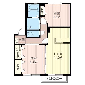 ブライト・コートB(2LDK/2階)の間取り写真