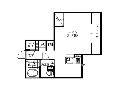 ラサンテ大橋(ワンルーム/3階)の間取り写真