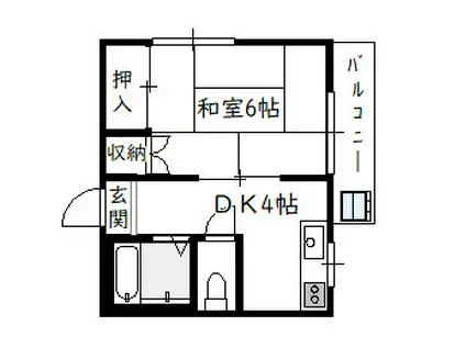 松原ビル(1DK/3階)の間取り写真