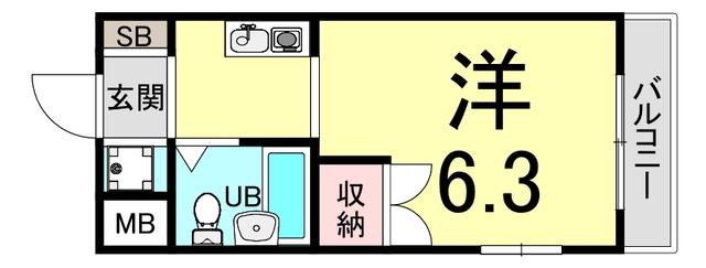 ジョイフル立花6(ワンルーム/2階)の間取り写真