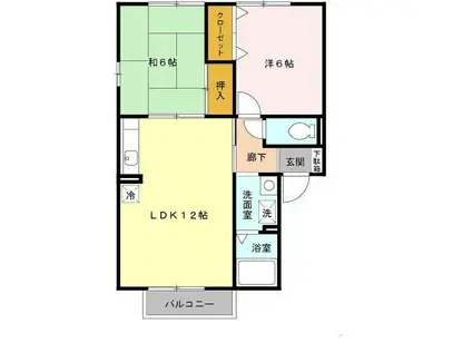 ピュアライフ B棟(2LDK/2階)の間取り写真