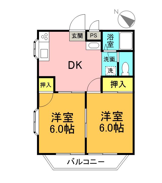 フルジェンテ北中野(2DK/1階)の間取り写真