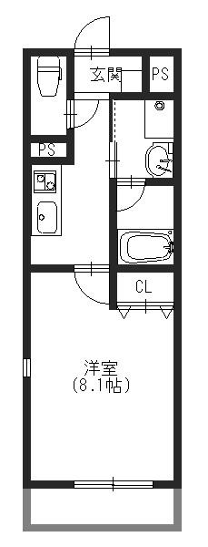 アンリシールI(1K/3階)の間取り写真