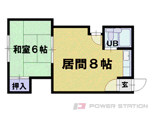 ハイツ東雲(1DK/2階)の間取り写真