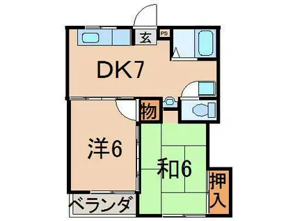 サニーサイドパレス(2DK/2階)の間取り写真