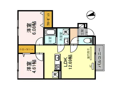 プレアデス(2LDK/1階)の間取り写真