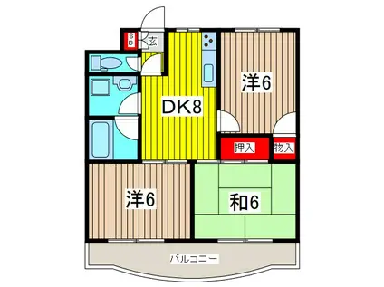 戸田公園ステイタス(3DK/6階)の間取り写真
