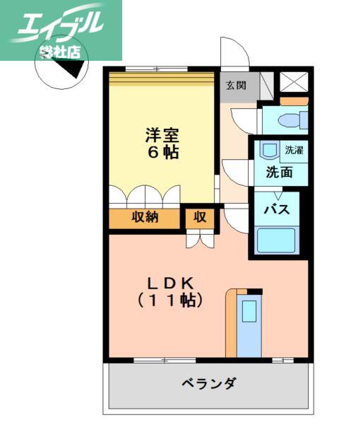 サンテ・フルール(1LDK/2階)の間取り写真
