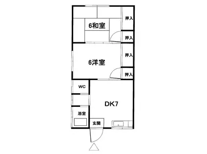 西山荘(2DK/1階)の間取り写真
