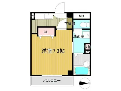 コットンK(1K/2階)の間取り写真