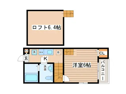 LUNA HOUSE II(1K/2階)の間取り写真
