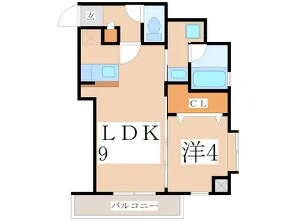 さくらヒルズきしゃば(1LDK/5階)の間取り写真