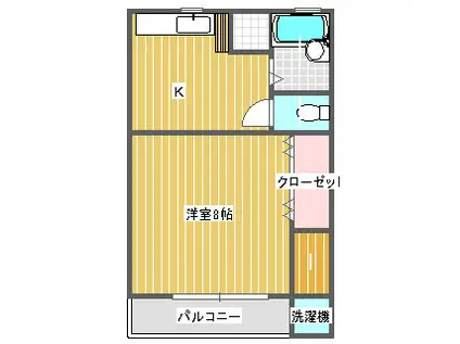いわきL&Gマンション(1DK/2階)の間取り写真