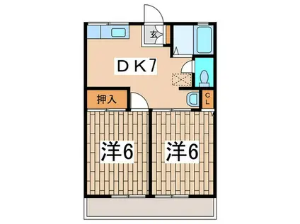 ドミールかしわ台(2DK/2階)の間取り写真