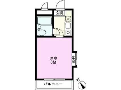 ソシアーレミラン武蔵浦和I(1K/4階)の間取り写真