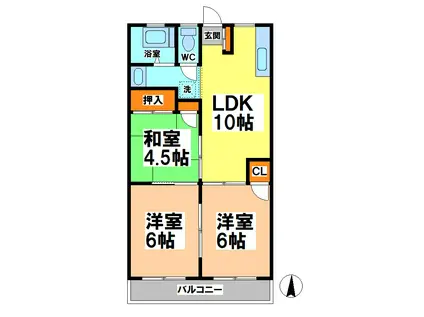 カルチャー武蔵野I(3LDK/2階)の間取り写真