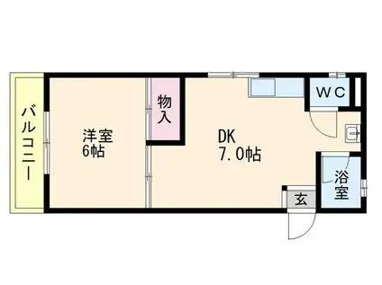 松島コーポ(1DK/4階)の間取り写真