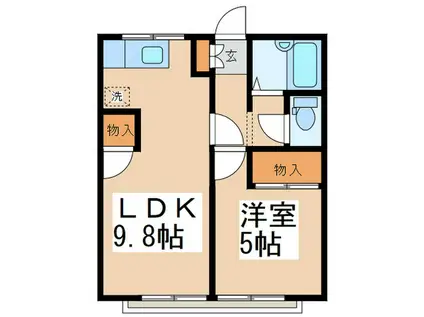 第2みどりハイツ(1LDK/2階)の間取り写真