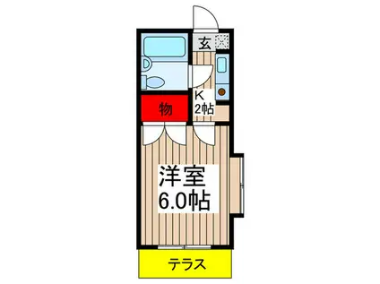 グリーンヒルズ(1K/1階)の間取り写真