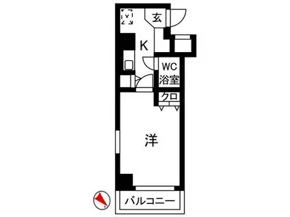 クリオ川崎壱番館(1K/6階)の間取り写真