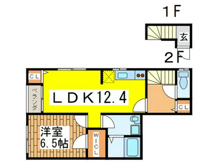 コート ブラン(1LDK/2階)の間取り写真