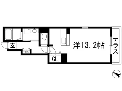 プラシード1(ワンルーム/1階)の間取り写真