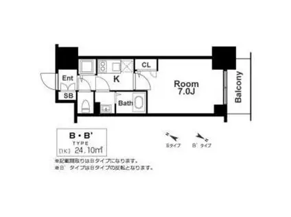 エスリード神戸三宮ラグジェ(1K/13階)の間取り写真