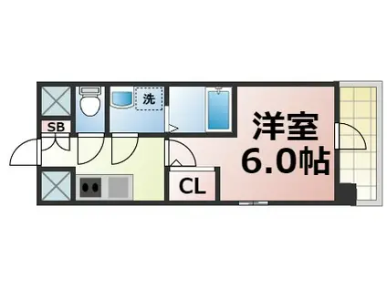 エスリード大阪NAGAHORI GATE(1K/2階)の間取り写真