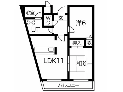 JSC岸和田(2LDK/4階)の間取り写真